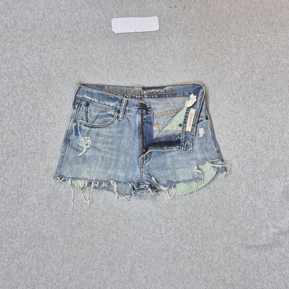 VINTAGE American Eagle Women Shorts 29 Light Blue Cutoff Y2K READ